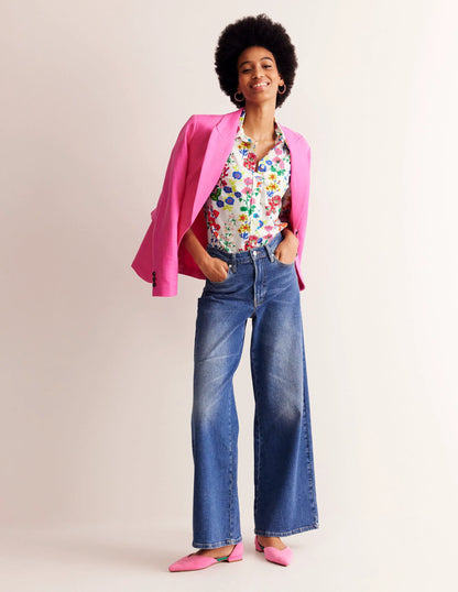 Sienna Cotton Shirt-Multi, Wildflower Cluster