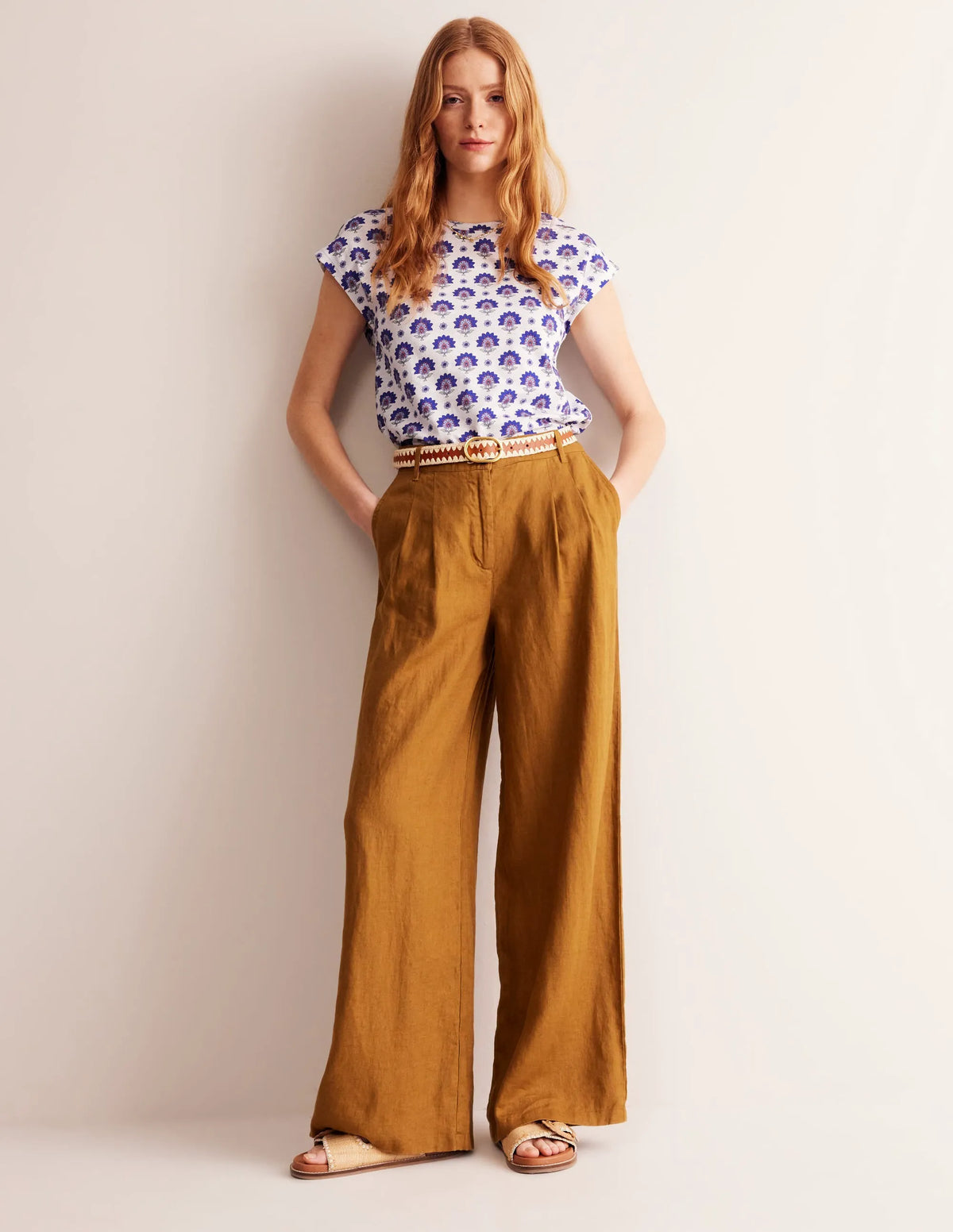 Louisa Printed Slub T-Shirt-Bright Blue, Passion Geo