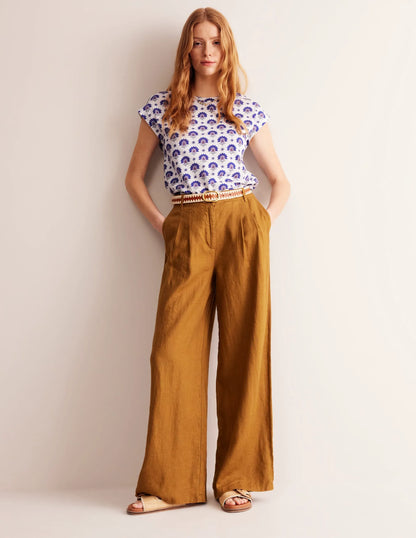 Louisa Printed Slub T-Shirt-Bright Blue, Passion Geo