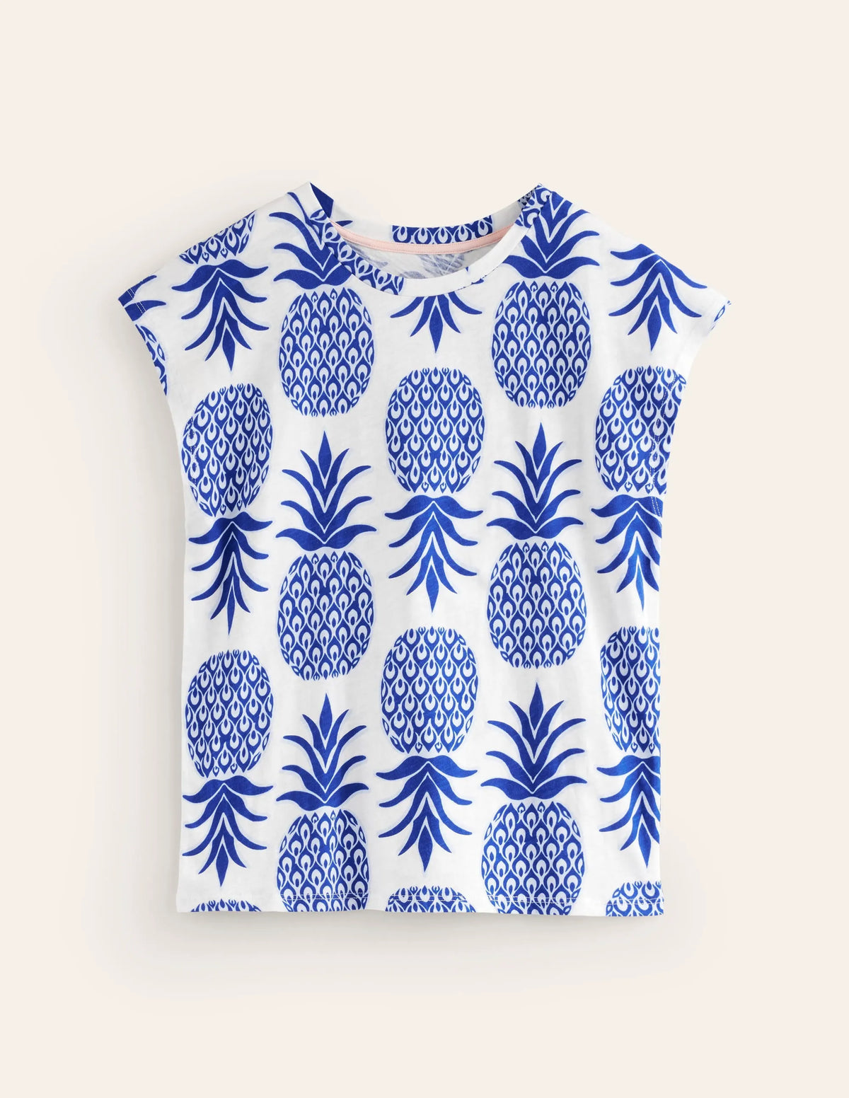 Louisa Printed Slub T-Shirt-Surf The Web, Pineapple Pop