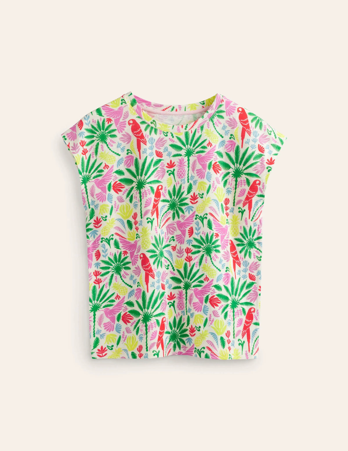 Louisa Printed Slub T-Shirt-Multi, Tropical Paradise