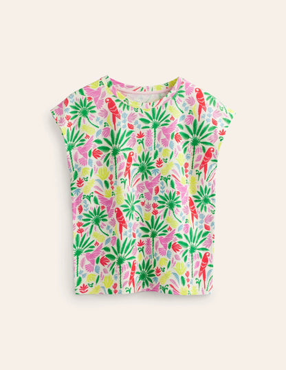 Louisa Printed Slub T-Shirt-Multi, Tropical Paradise