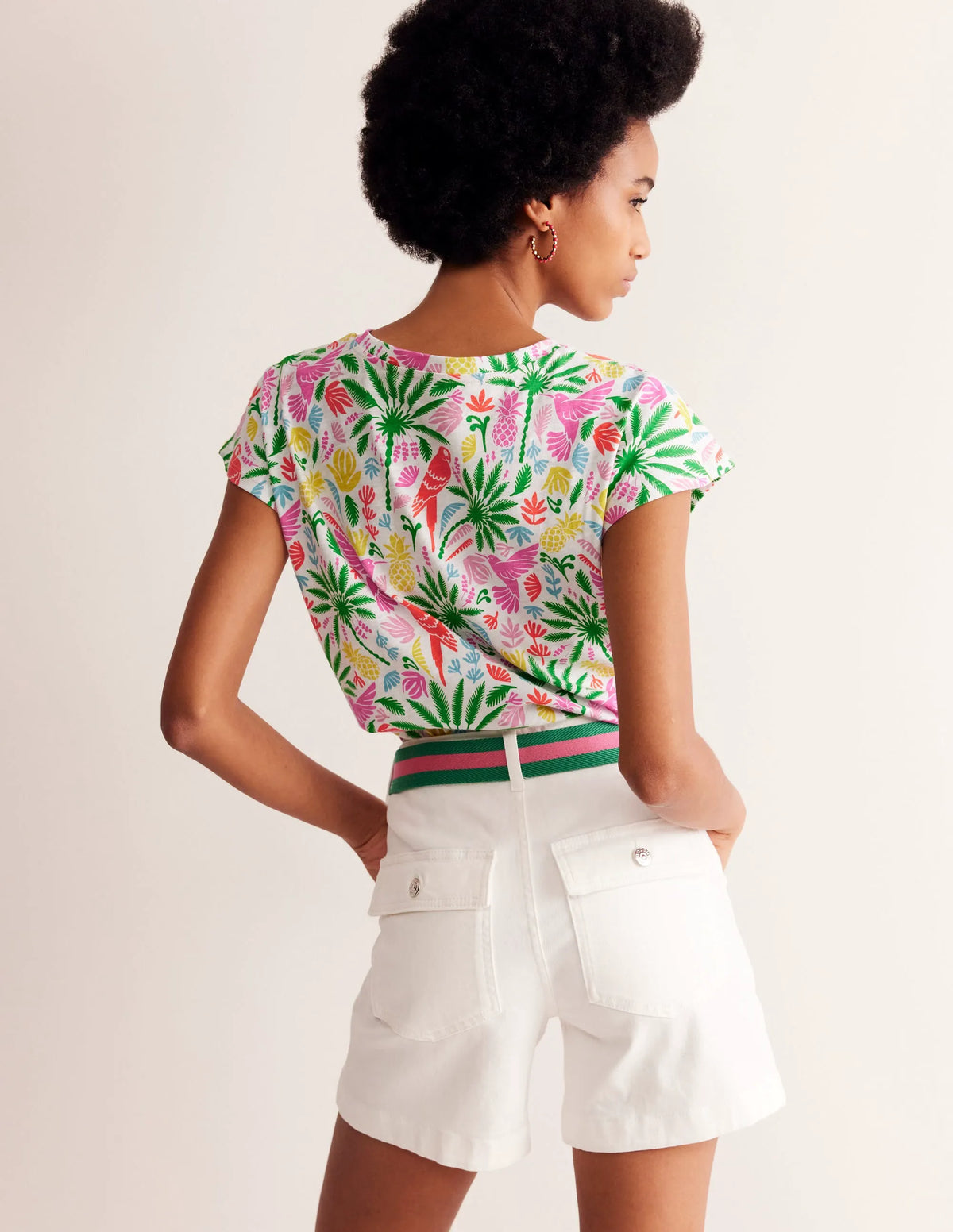 Louisa Printed Slub T-Shirt-Multi, Tropical Paradise