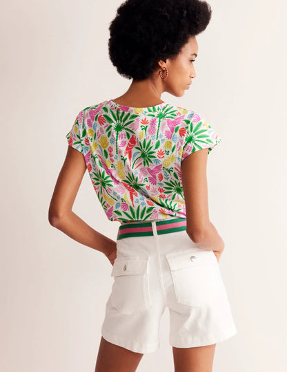 Louisa Printed Slub T-Shirt-Multi, Tropical Paradise