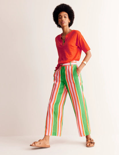 Notch Neck Linen Henley Top-Mandarin Orange
