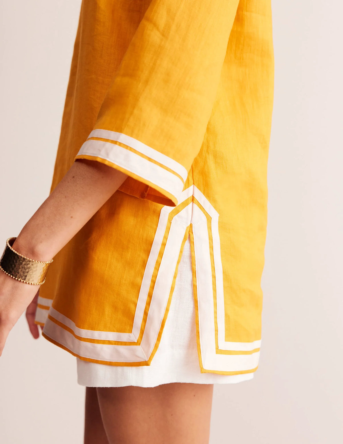 Neck Detail Tunic Top-Artisan's Gold, Ivory
