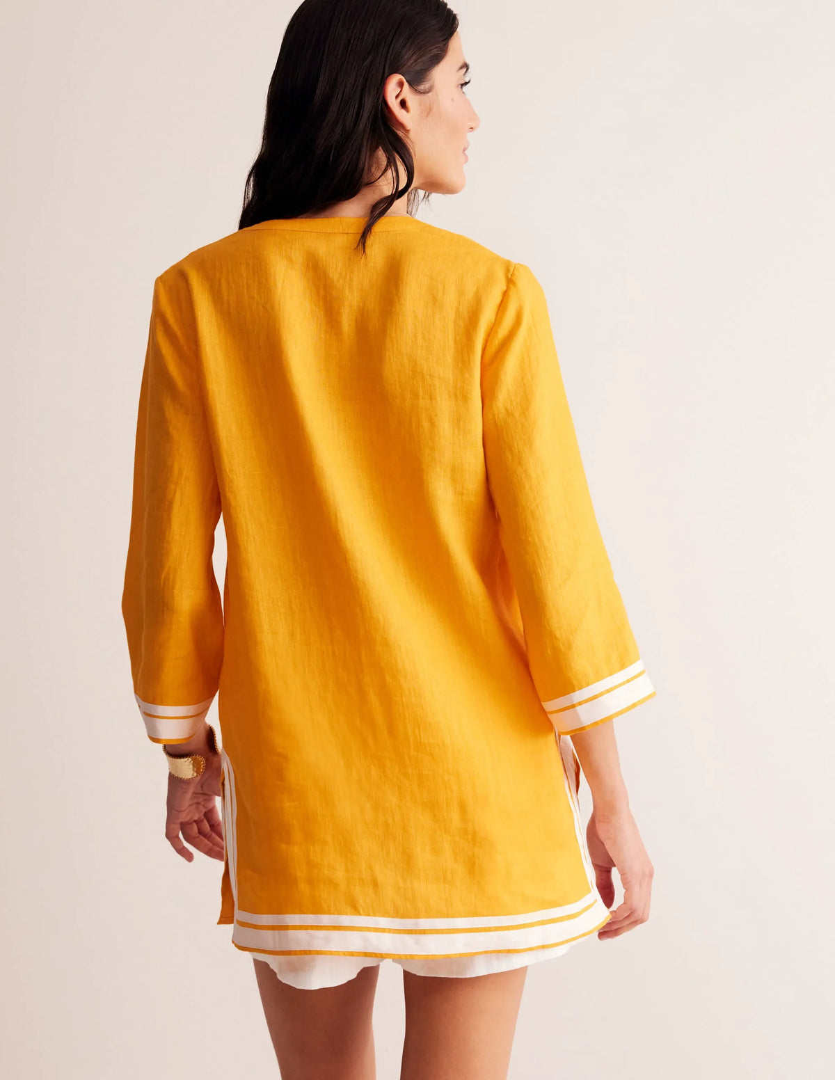 Neck Detail Tunic Top-Artisan's Gold, Ivory