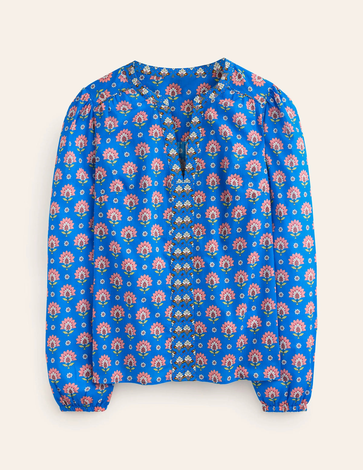 Cotton Printed Top-Cerulean Blue, Passion Geo