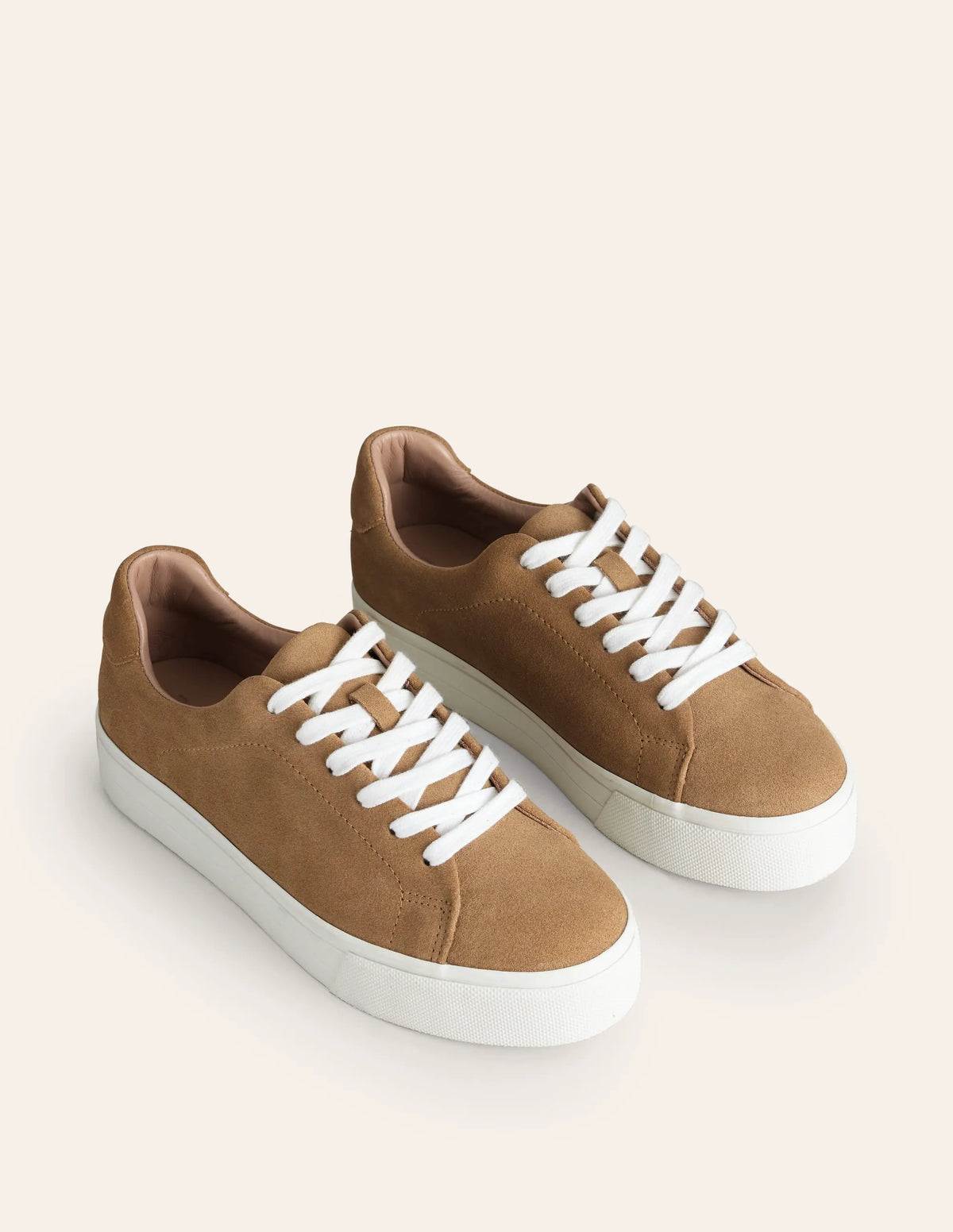 Leather Flatform Sneakers-Tan Suede