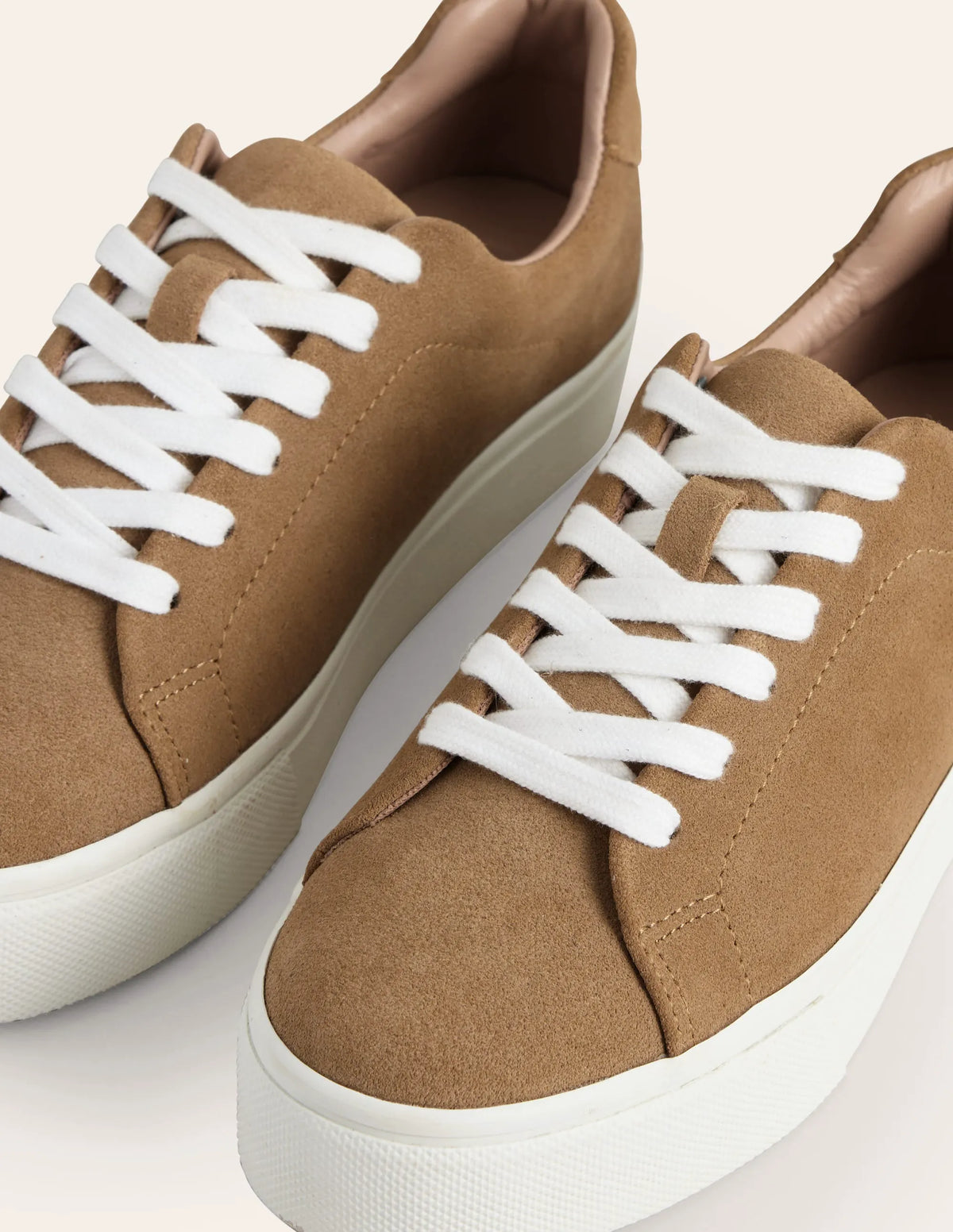 Leather Flatform Sneakers-Tan Suede