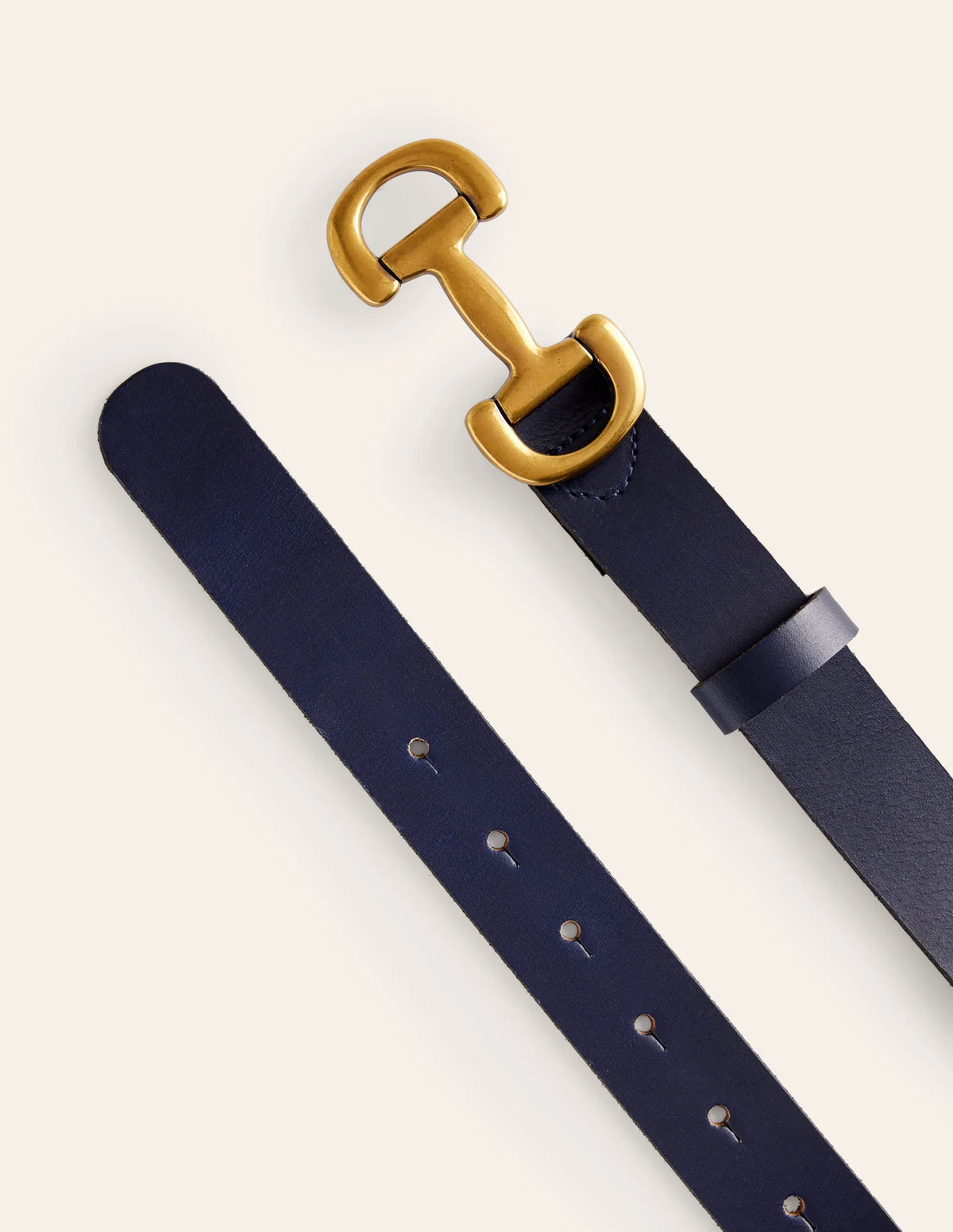 Iris Snaffle-Trim Leather Belt-Navy