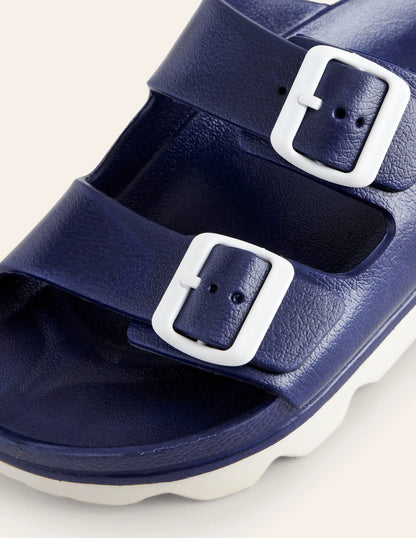 Lyla Double Buckle Sliders-Bright Blue