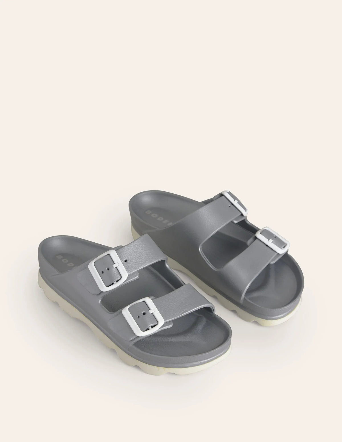 Lyla Double Buckle Sliders-Silver