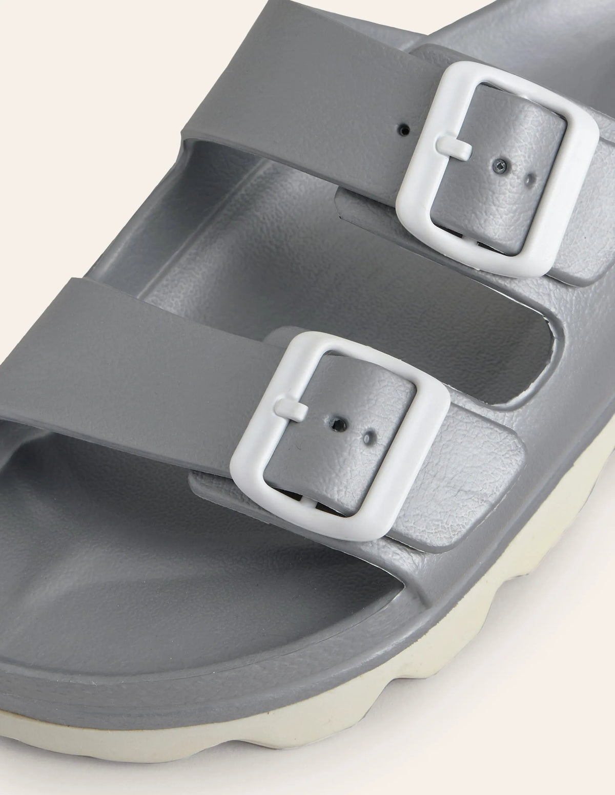 Lyla Double Buckle Sliders-Silver