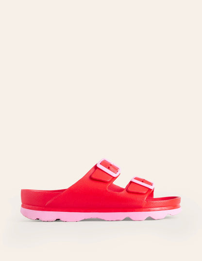 Lyla Double Buckle Sliders-Red