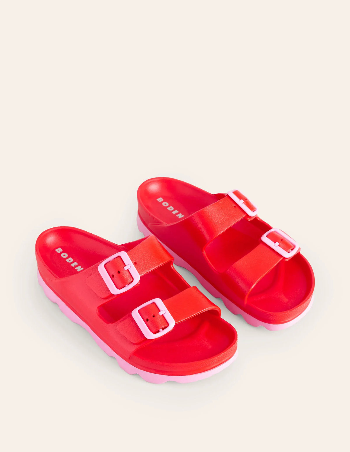 Lyla Double Buckle Sliders-Red