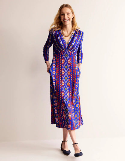 Jersey Midi Tea Dress-Surf the Web, Floret Stripe
