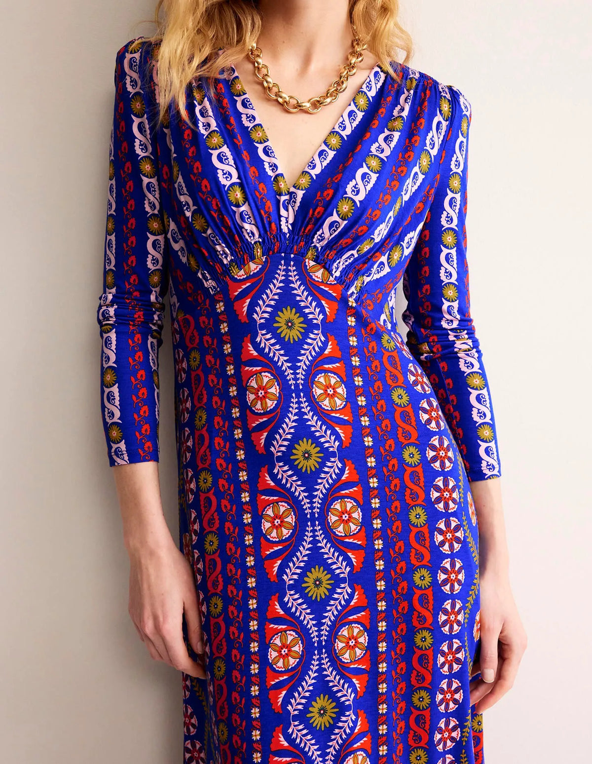 Jersey Midi Tea Dress-Surf the Web, Floret Stripe