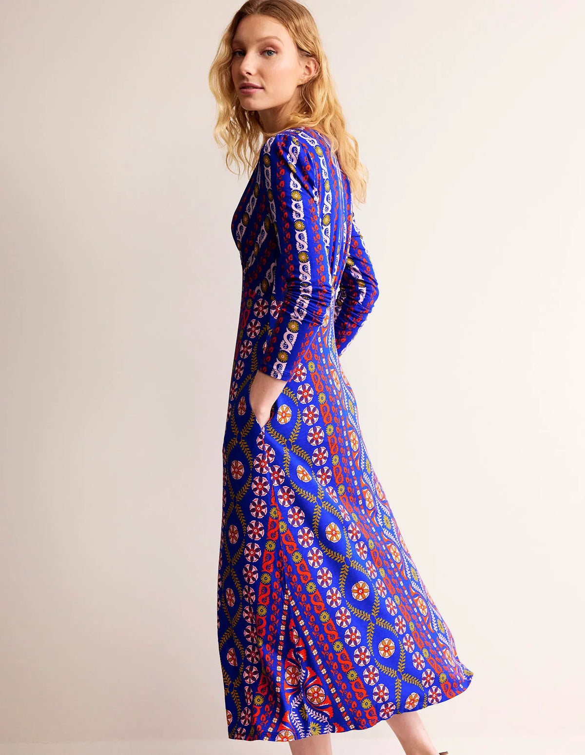 Jersey Midi Tea Dress-Surf the Web, Floret Stripe