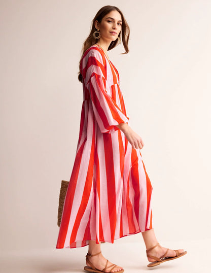 Sarah Maxi Kaftan Dress-Fiesta and Orchid