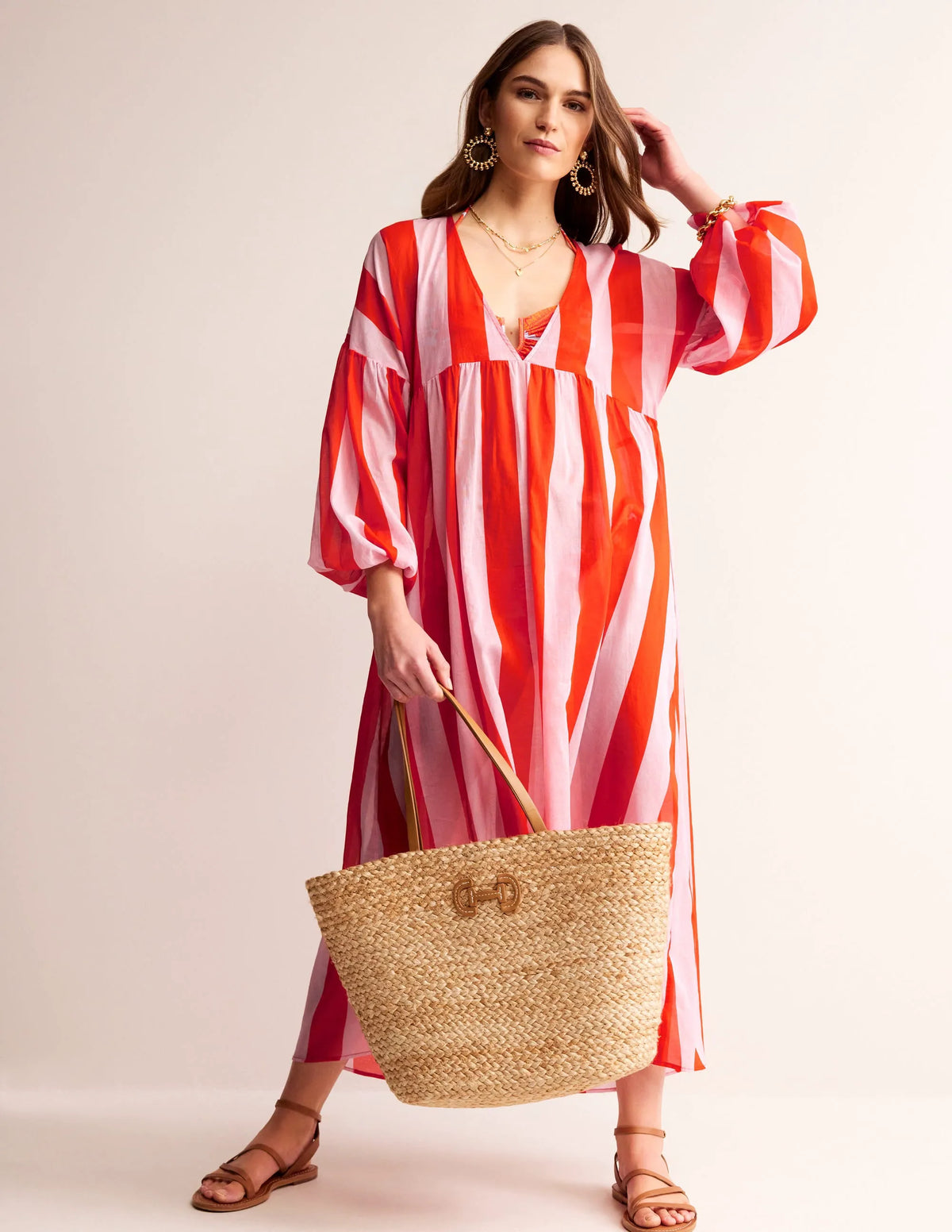 Sarah Maxi Kaftan Dress-Fiesta and Orchid