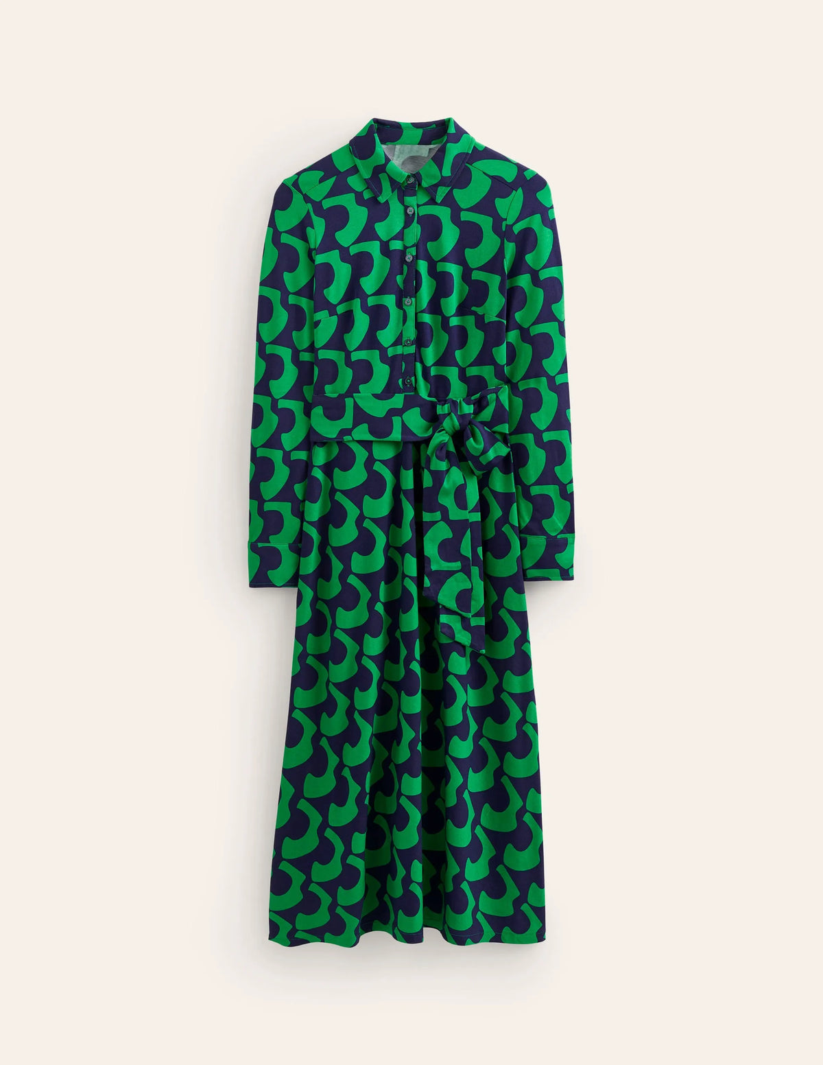 Laura Jersey Midi Shirt Dress-Green Tambourine, Arc Geo