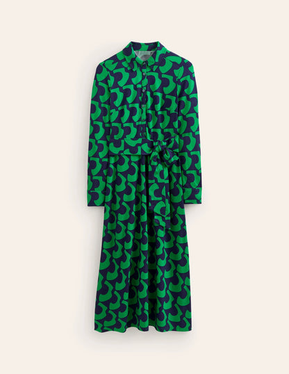 Laura Jersey Midi Shirt Dress-Green Tambourine, Arc Geo