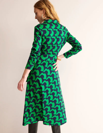 Laura Jersey Midi Shirt Dress-Green Tambourine, Arc Geo