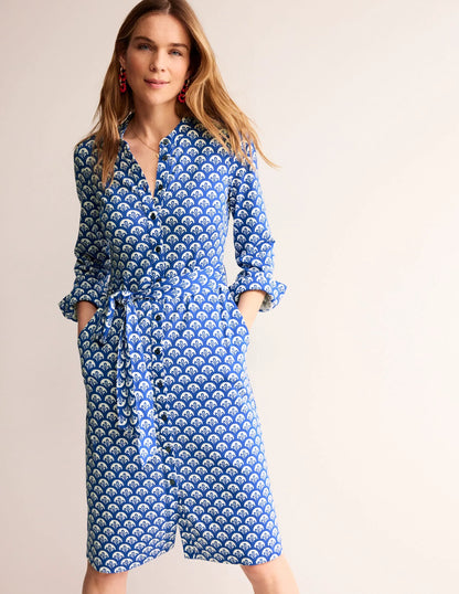 Julia Jersey Shirt Dress-Surf The Web, Foliage Geo