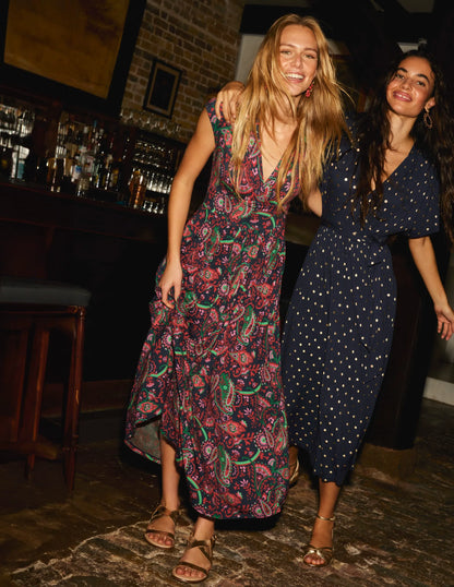 Vanessa Wrap Jersey Maxi Dress-French Navy, Fantastical