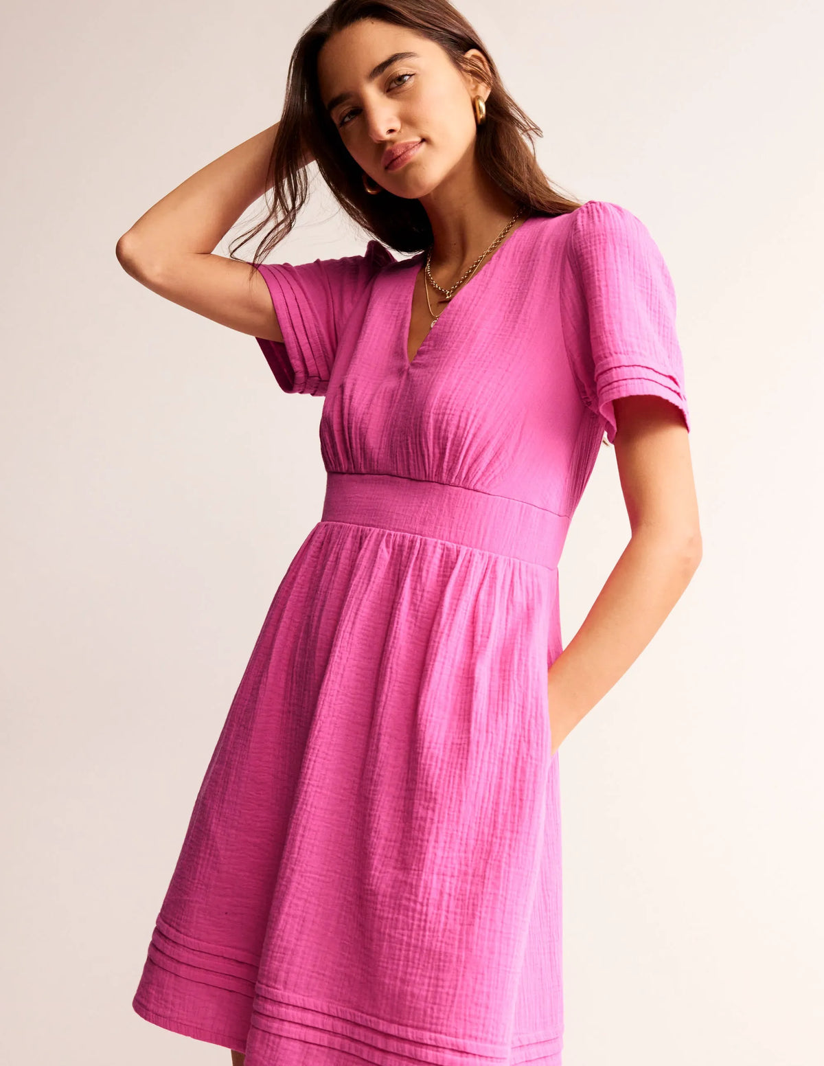 Eve Double Cloth Short Dress-Sangria Sunset