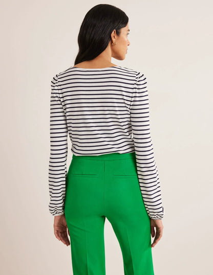 Supersoft Long Sleeve Top-Ivory, Navy