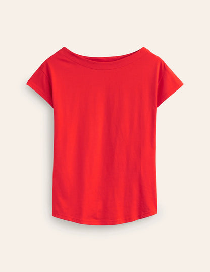 Supersoft Boat Neck T-Shirt-Poppy Red