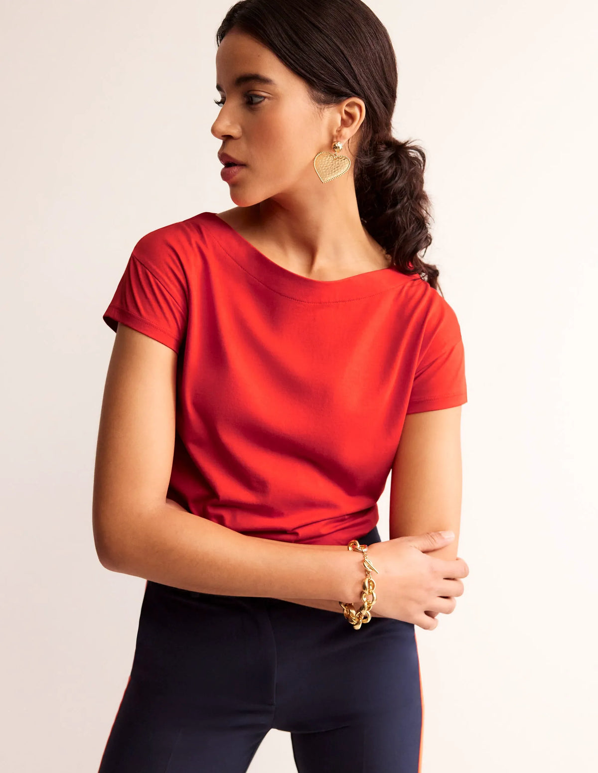 Supersoft Boat Neck T-Shirt-Poppy Red