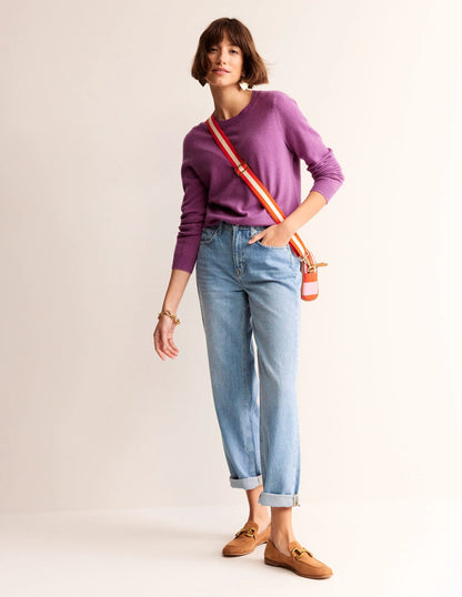 Eva Cashmere Crew Neck Sweater-Mulberry