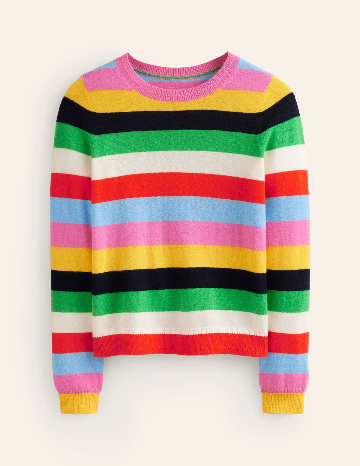 Eva Cashmere Crew Neck Sweater-Air Blue, Party Pink