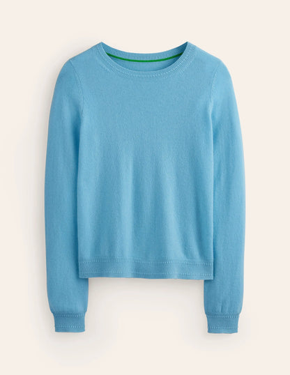 Eva Cashmere Crew Neck Sweater-Air Blue