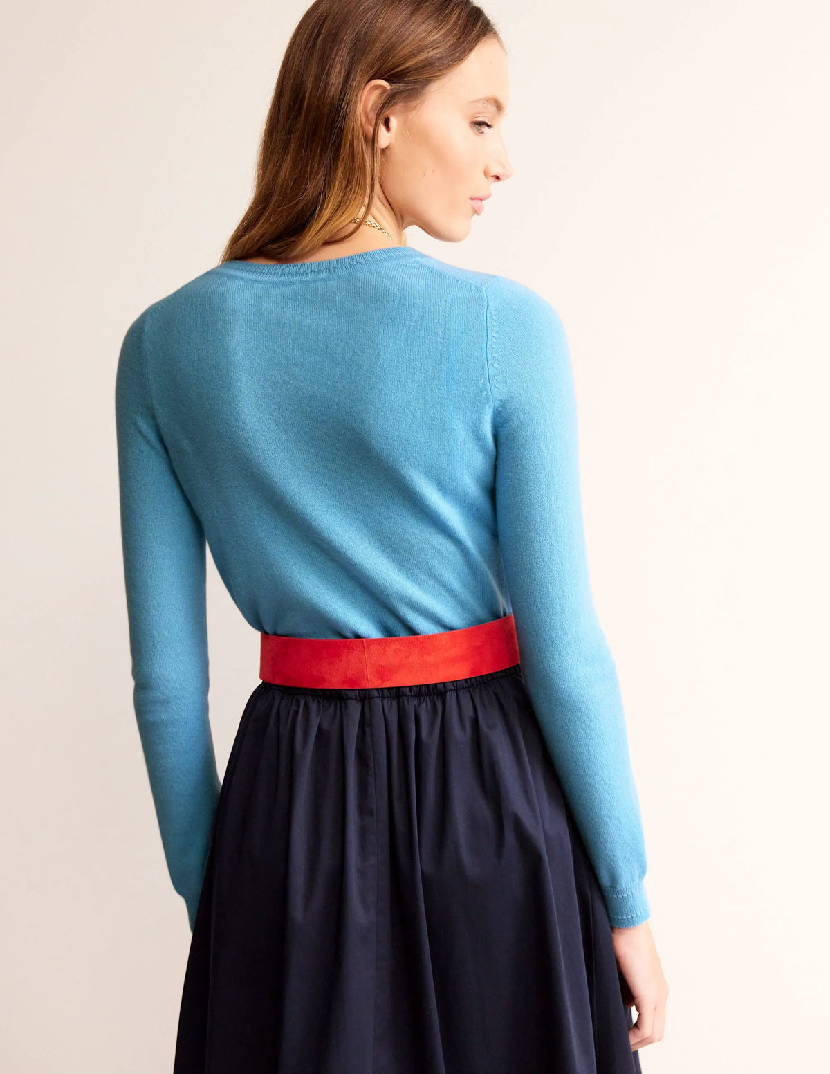 Eva Cashmere Crew Neck Sweater-Air Blue