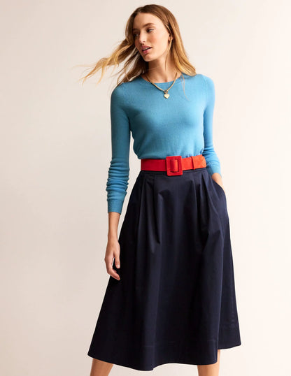 Eva Cashmere Crew Neck Sweater-Air Blue