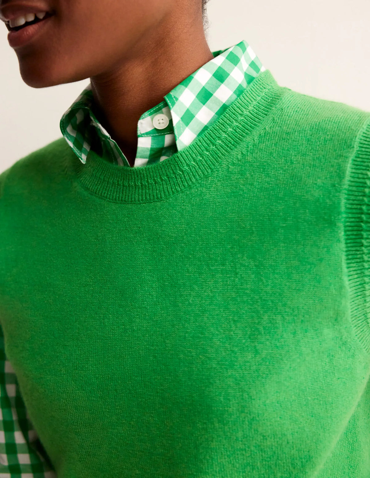 Eva Cashmere Vest-Bright Green