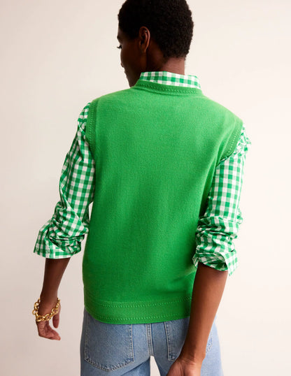 Eva Cashmere Vest-Bright Green