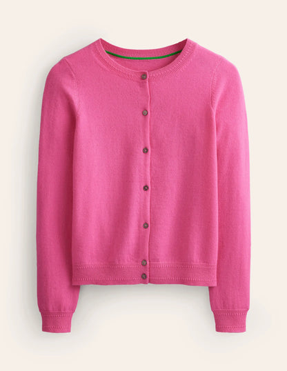 Eva Cashmere Crew Cardigan-Sangria Sunset