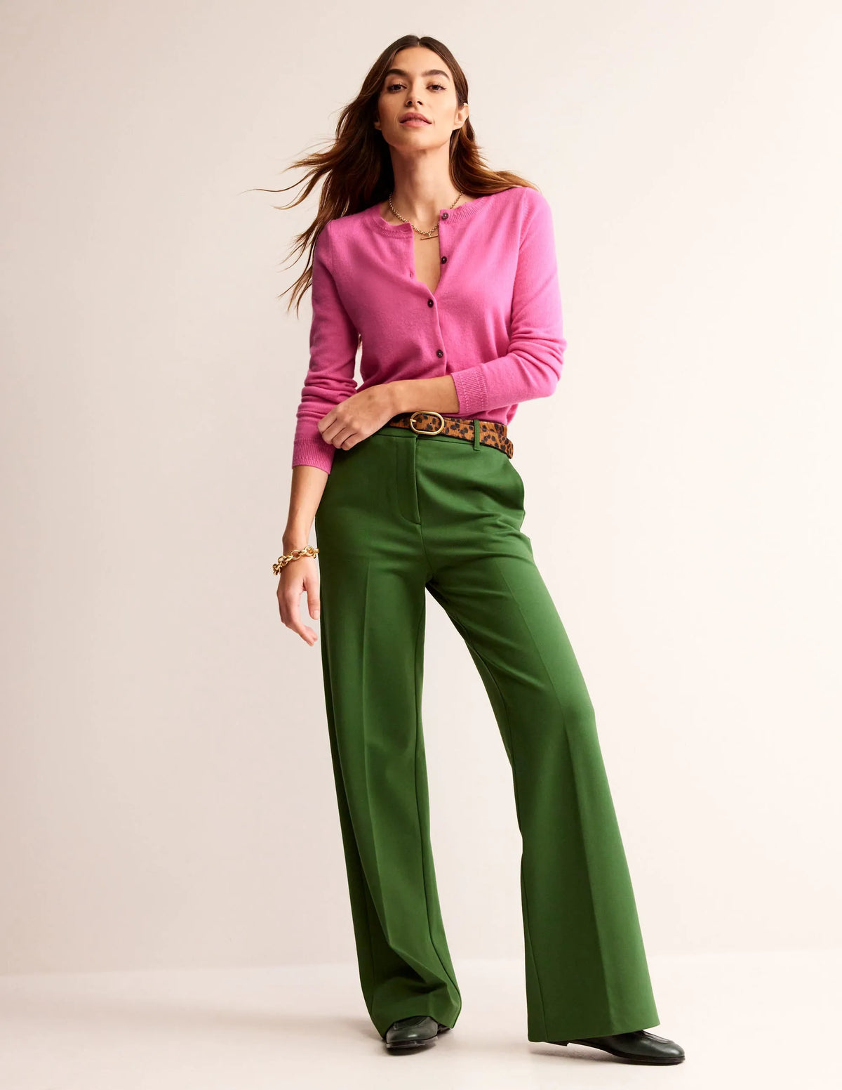 Eva Cashmere Crew Cardigan-Sangria Sunset