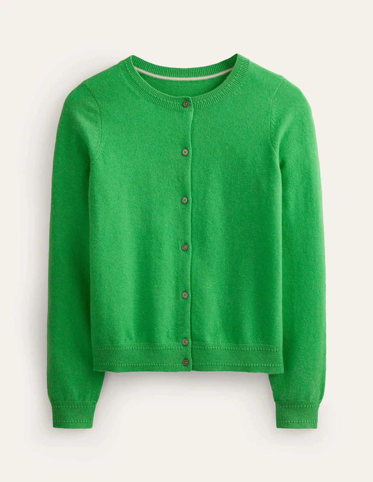 Eva Cashmere Crew Cardigan-Bright Green