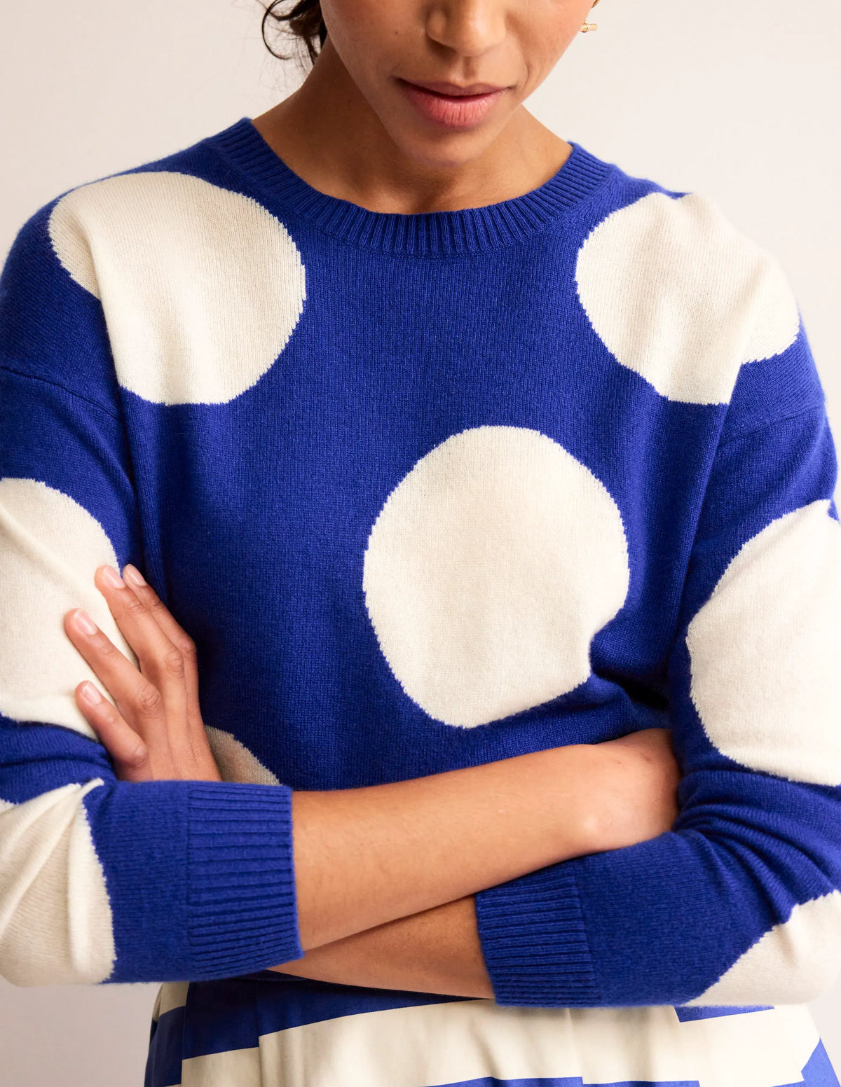 Lydia Cashmere Jumper-Bright Blue, Spots