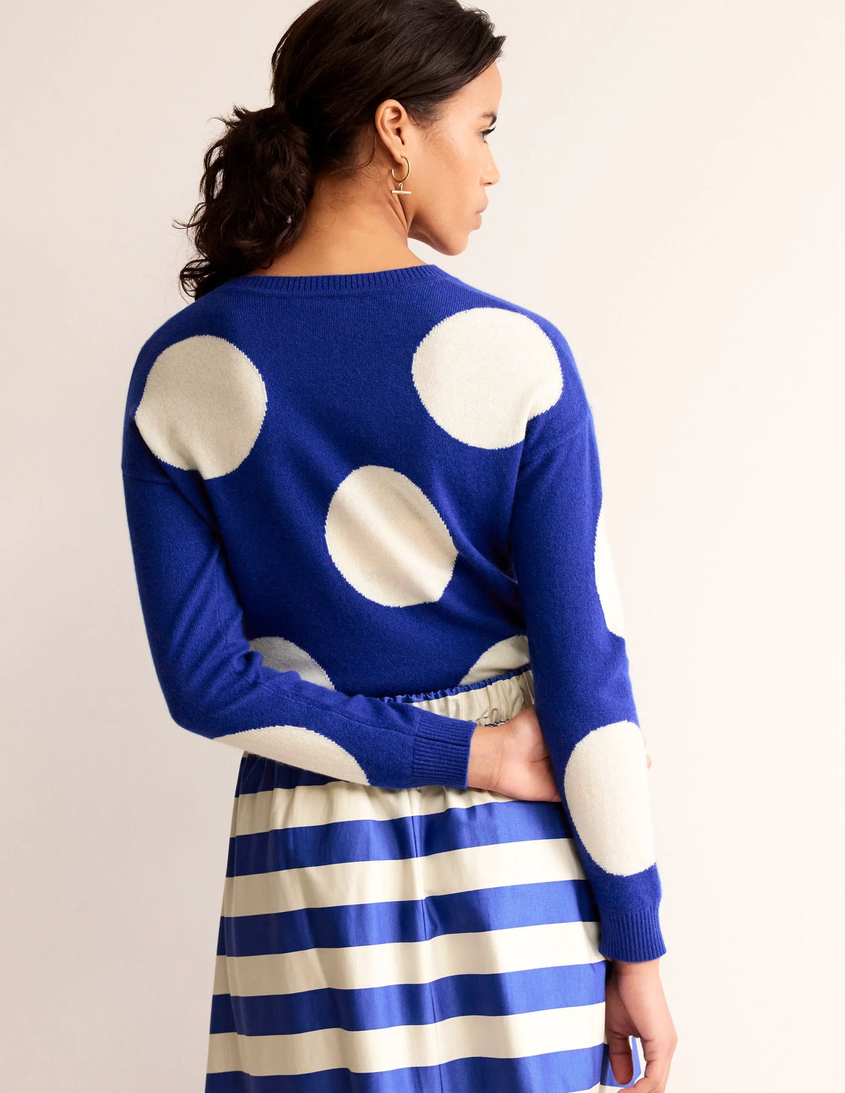 Lydia Cashmere Jumper-Bright Blue, Spots