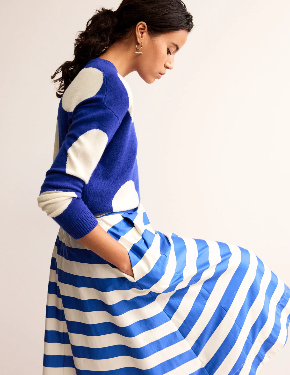 Lydia Cashmere Jumper-Bright Blue, Spots