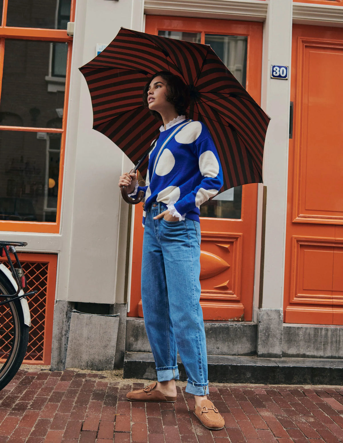 Lydia Cashmere Jumper-Bright Blue, Spots