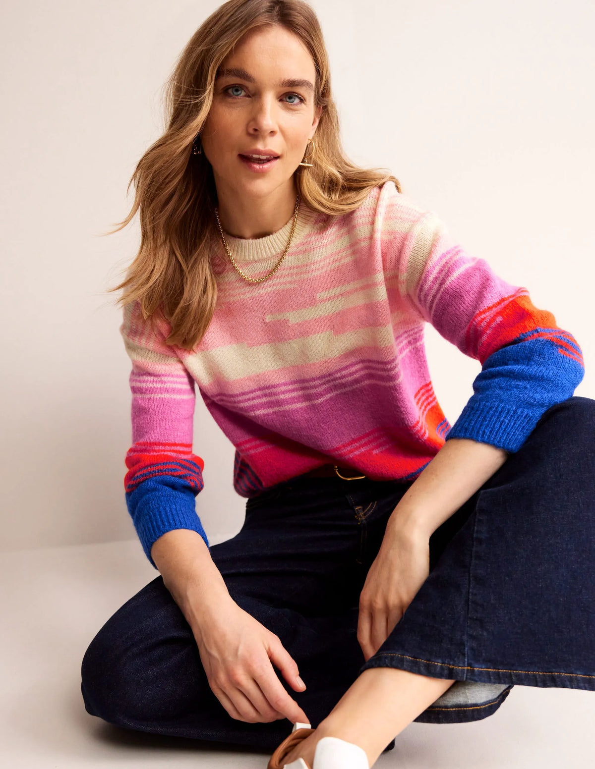 Scenic Crew Neck Sweater-Bright Blue, Scenic Intarsia