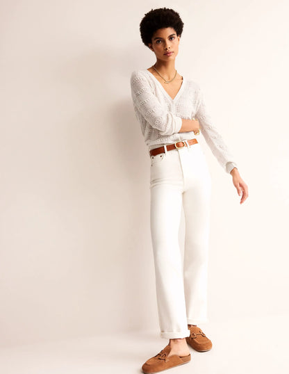 Fluffy Pointelle Cardigan-Vanilla
